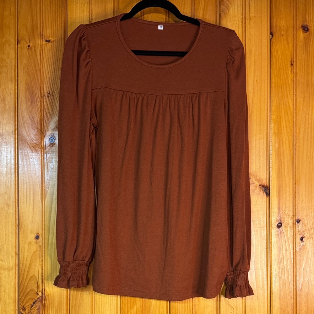 Women's Terracotta Brown Long Sleeve Top
